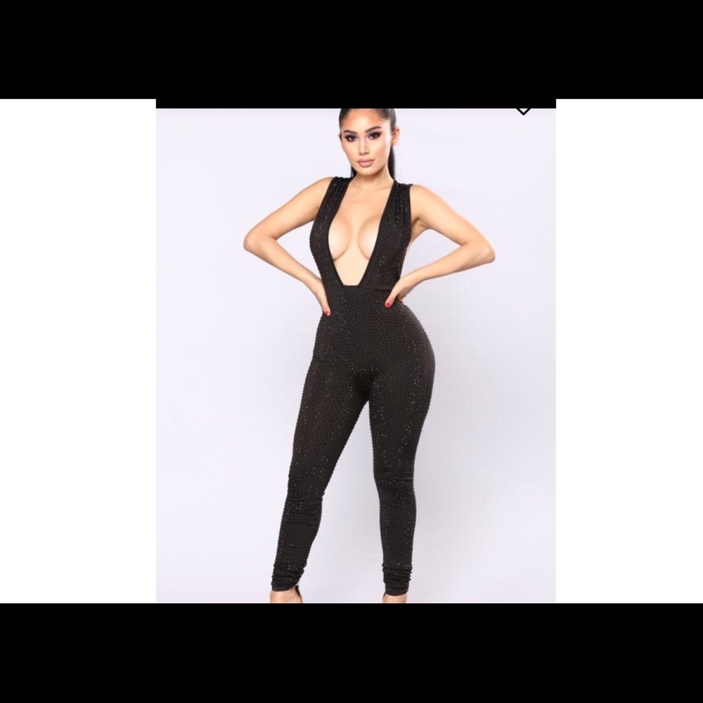 Black Rhinestone One Piece
